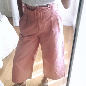Paper-bag Waist Cropped Pants